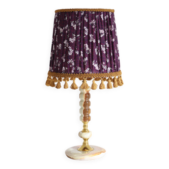 Onyx lamp and antique printed lampshade