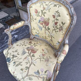 Pair of Louis XV style lacquered wood armchairs