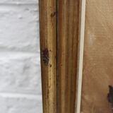 Vintage oil painting on canvas and gold gilded wood frame, still life