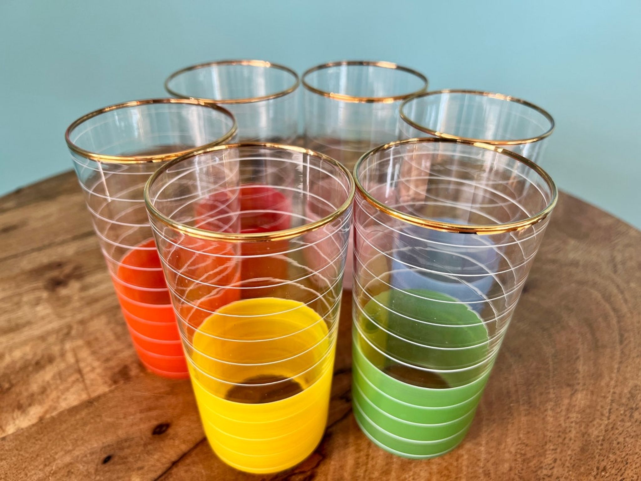 Vintage liqueur and wine glasses from the 1960s