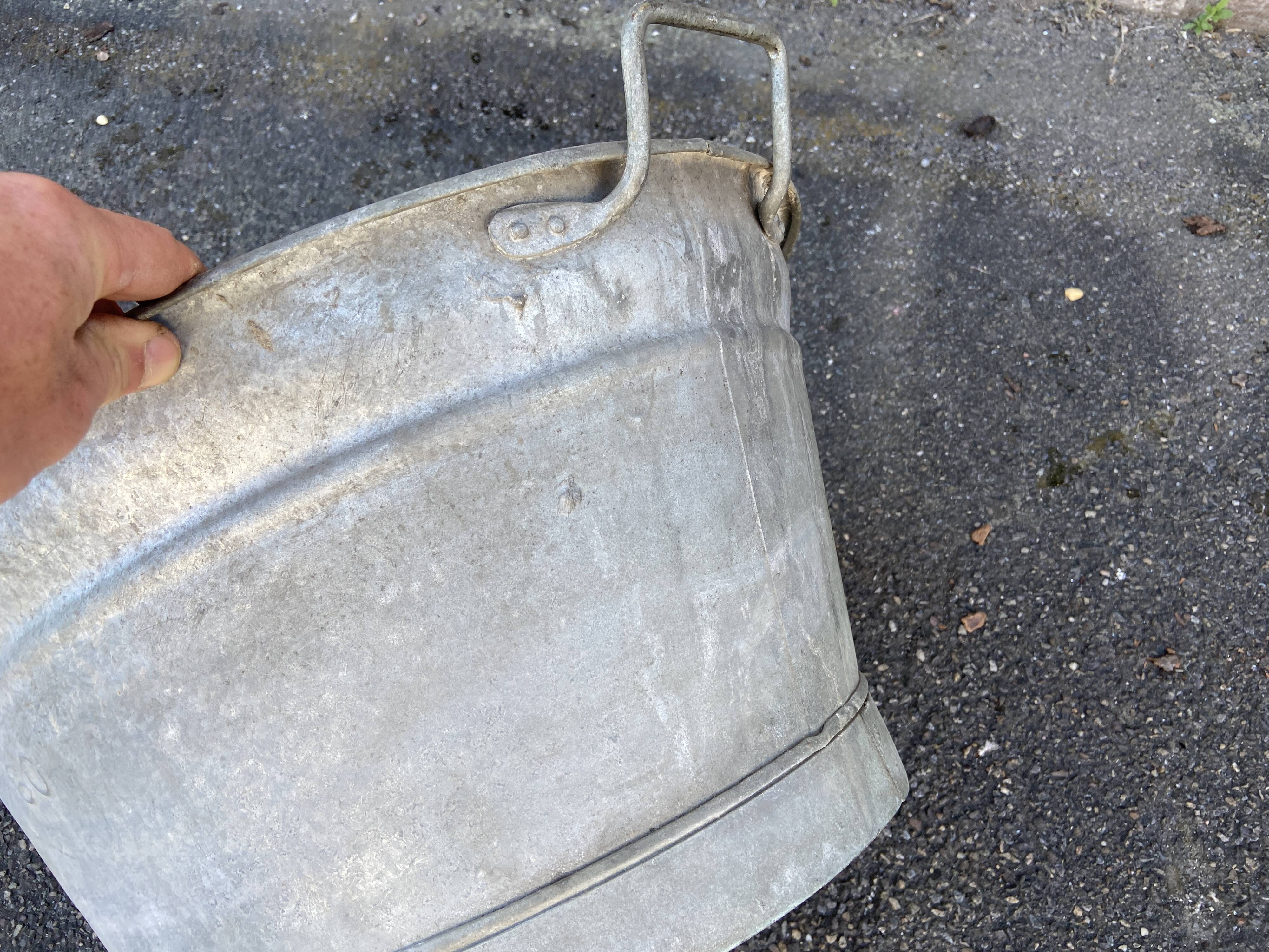 Vintage galvanized zinc basin