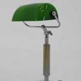 Lampe de table de banquier plaquée chrome Art déco des années 1930, Tchécoslovaquie