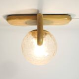 Kaiser Leuchten, wood and glass wall lamp from the 70s.