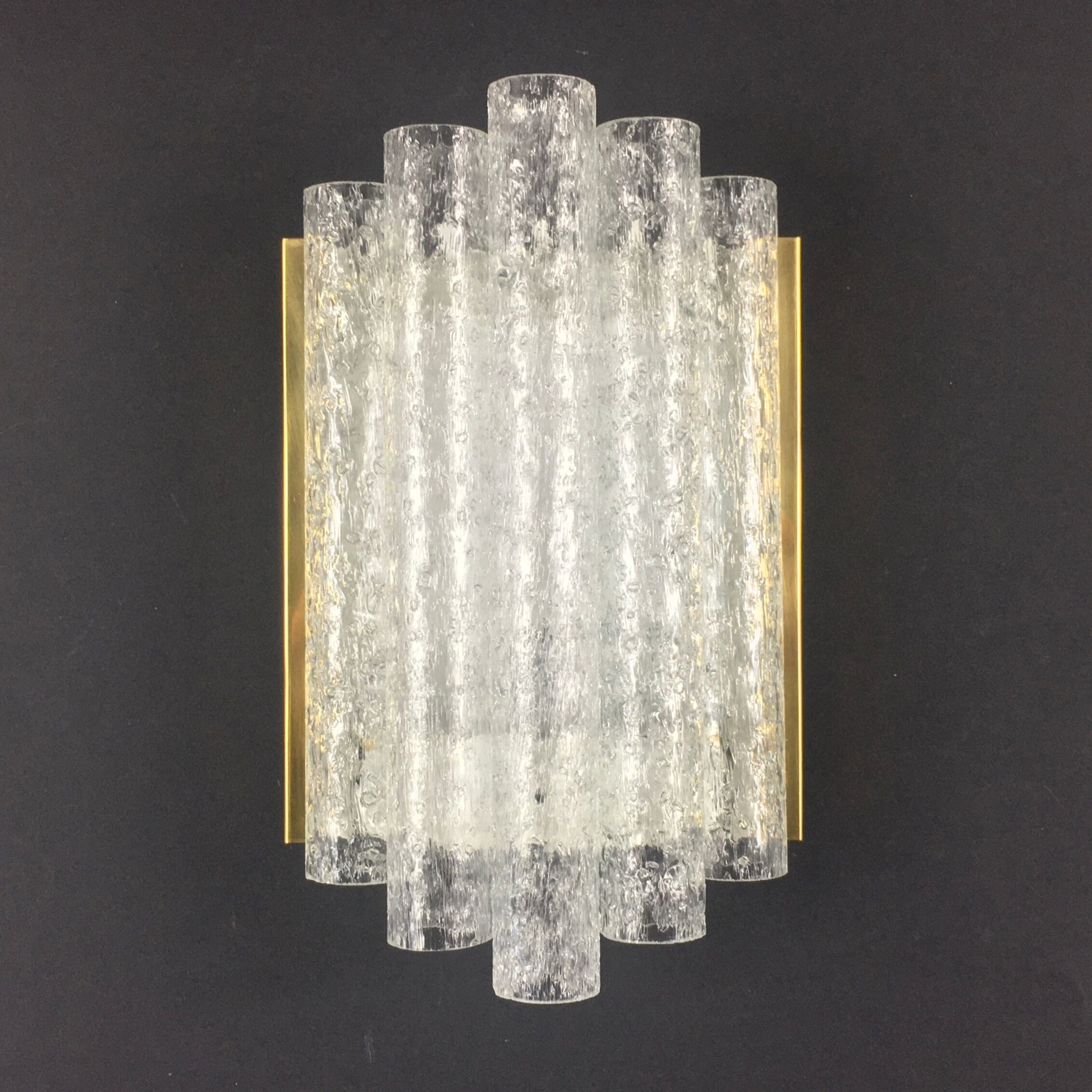 Ice glass wall lights from doria leuchten, germany, 1960s