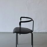 4 postmodern black leather armchairs from Cidue, Italy, 1990s