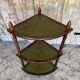 Étagère Meuble D’Angle Ancien Bois + Tablette Verte Vintage