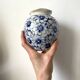 White and blue ceramic vase