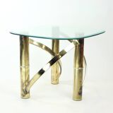 Swirl Coffee Table In Brass & Glass, Italy 1970s