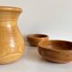 Vintage turned wood pitcher and 2 jars set