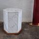Italian hexagonal Carrara marble monolith side table / pedestal