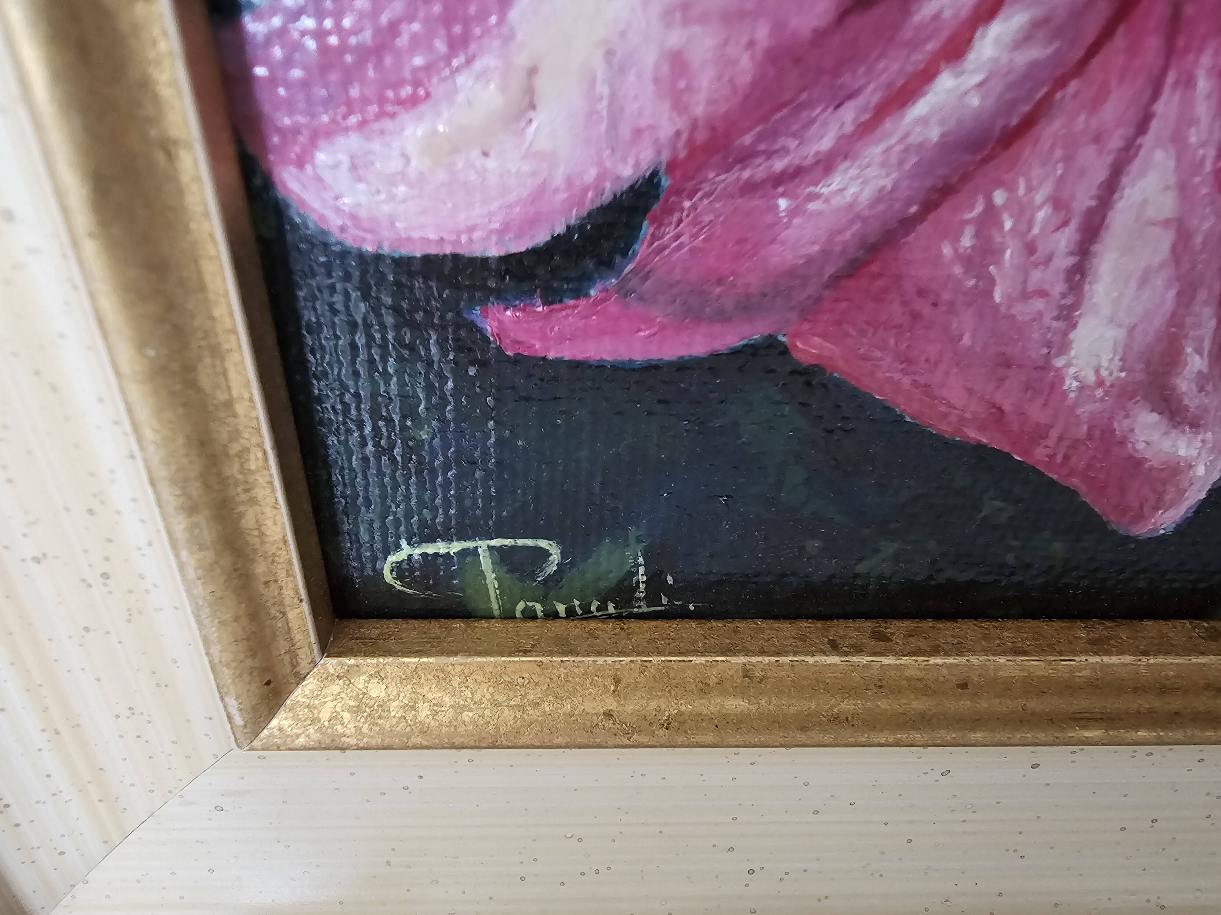 Tableau - Oil on canvas Flowers the Petunias Signed Didier Parcelier