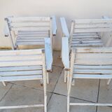 5 vintage wooden garden armchairs gleizes
