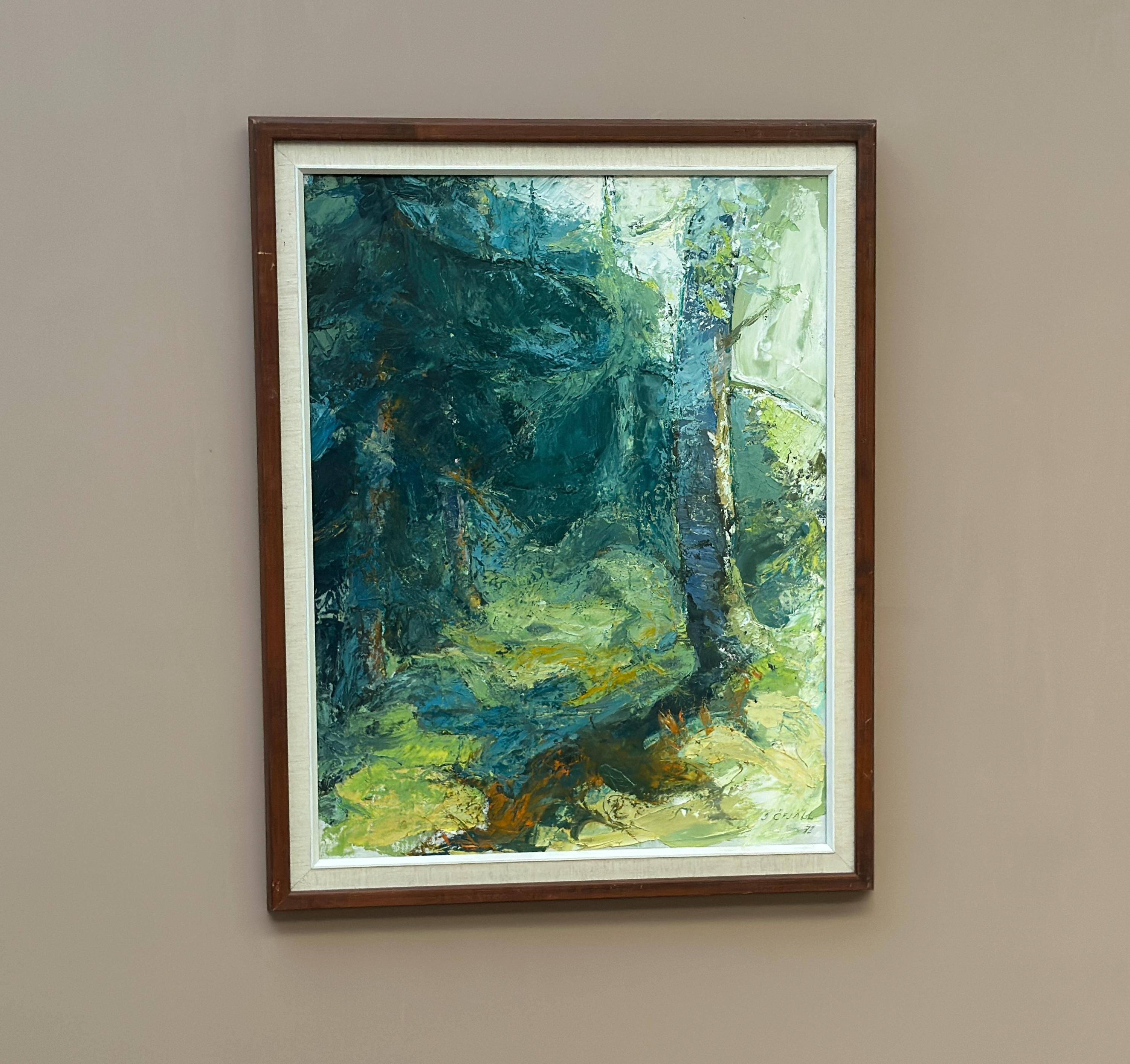 Original Mid Century Swedish Oil on Canva"Forest Brows" by Inga Öfjäll