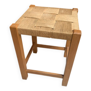 Tabouret en bois et corde