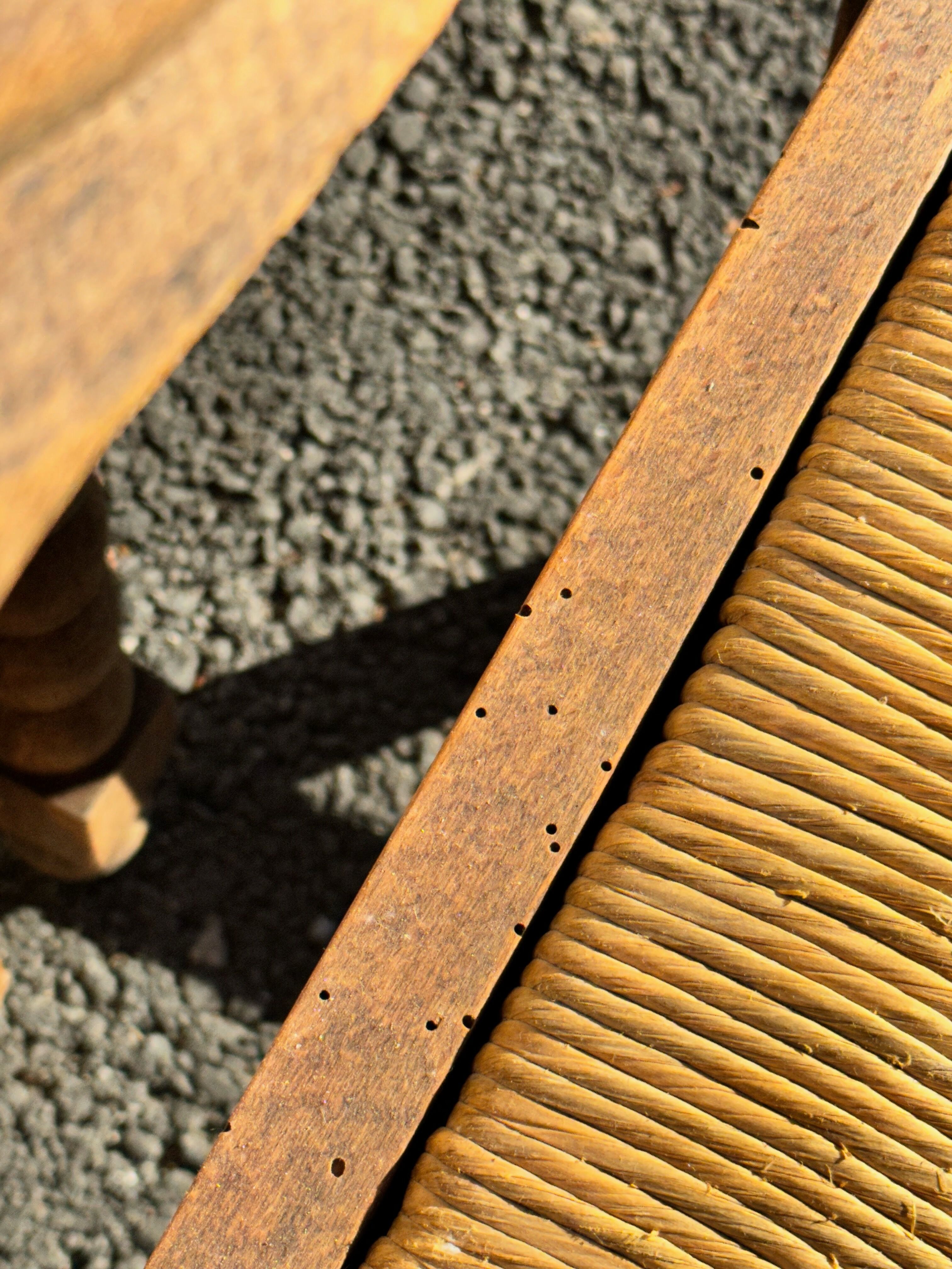 6 rustic style chairs, wood and straw, 1940