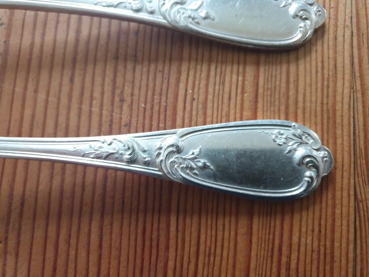 Old silver metal spoons
