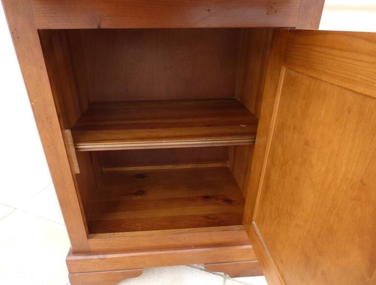 Large jam jar in solid cherry wood with its secret drawer and one door