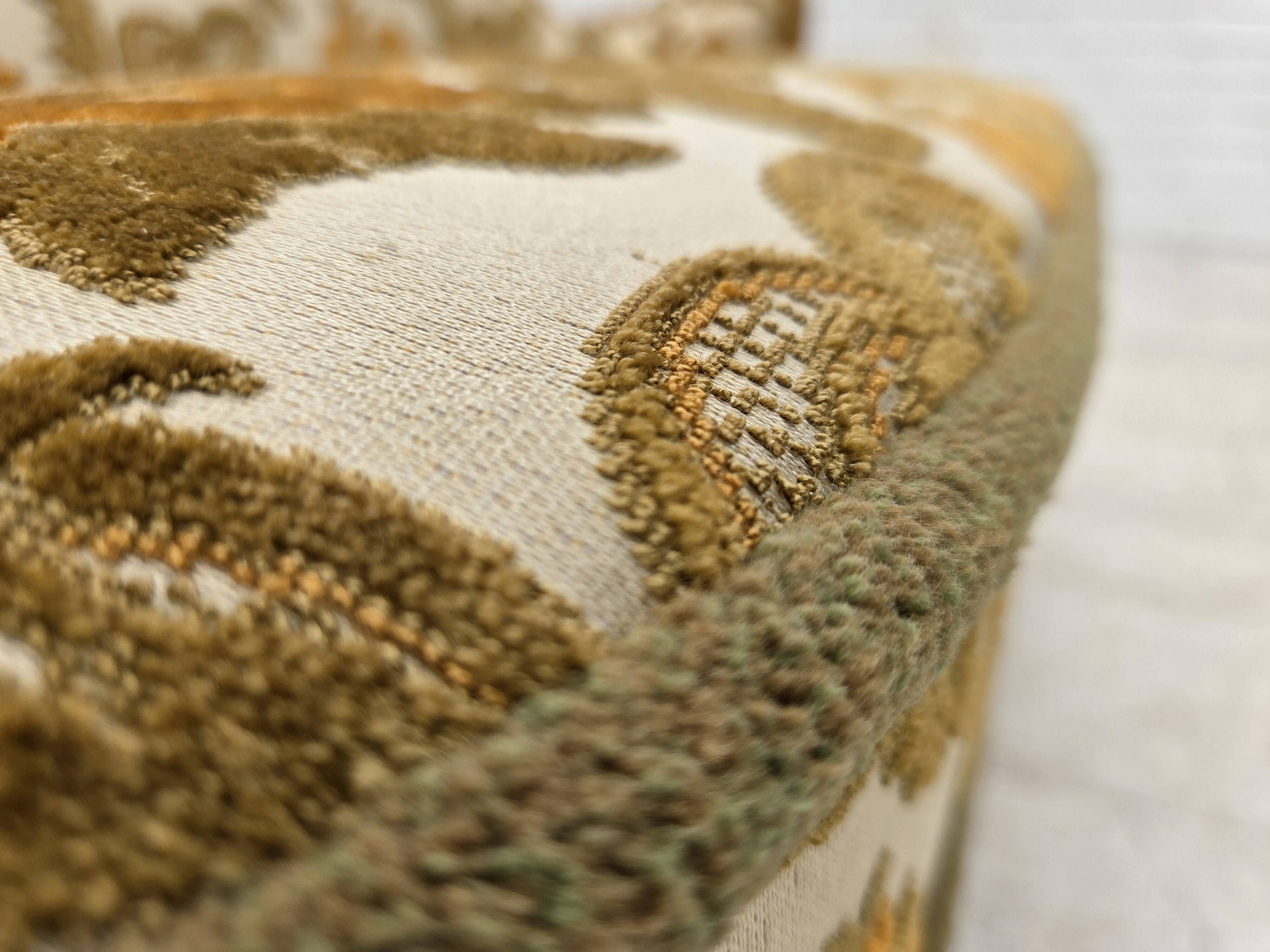 1970s, small 2-seater Danish sofa, brown/beige furniture fabric.