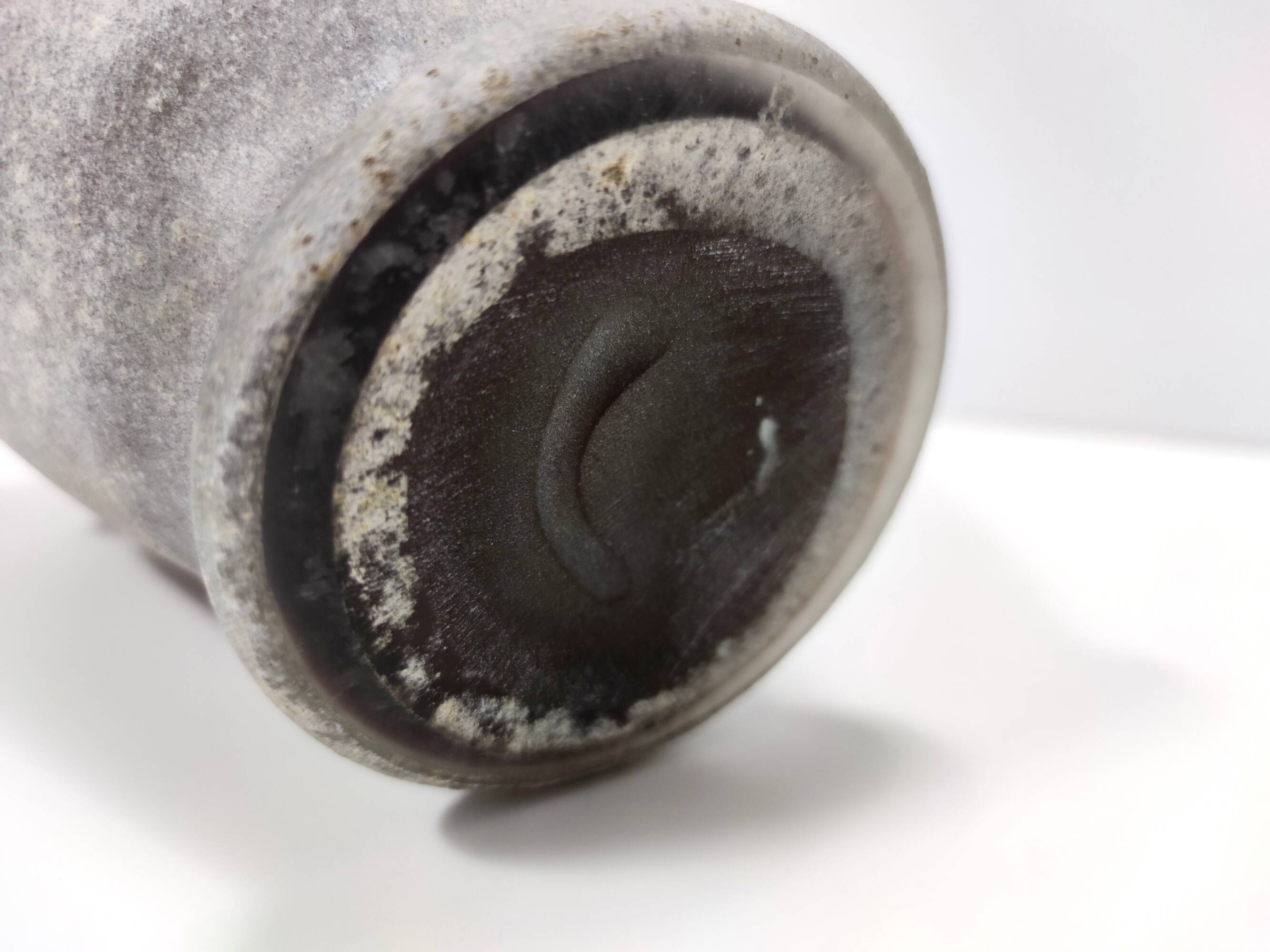 Stunning Postmodern Brown Hand-Molded Scavo Glass Vase, Italy