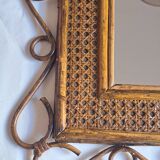 Rattan and cane mirror