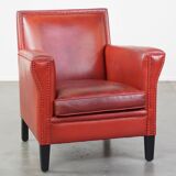 Fauteuil en cuir de mouton rouge