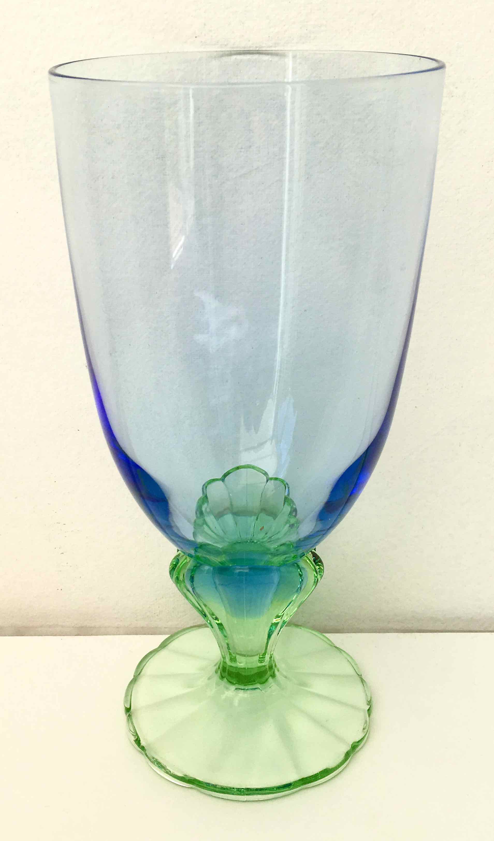 Blue green blown glass vase