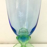 Blue green blown glass vase