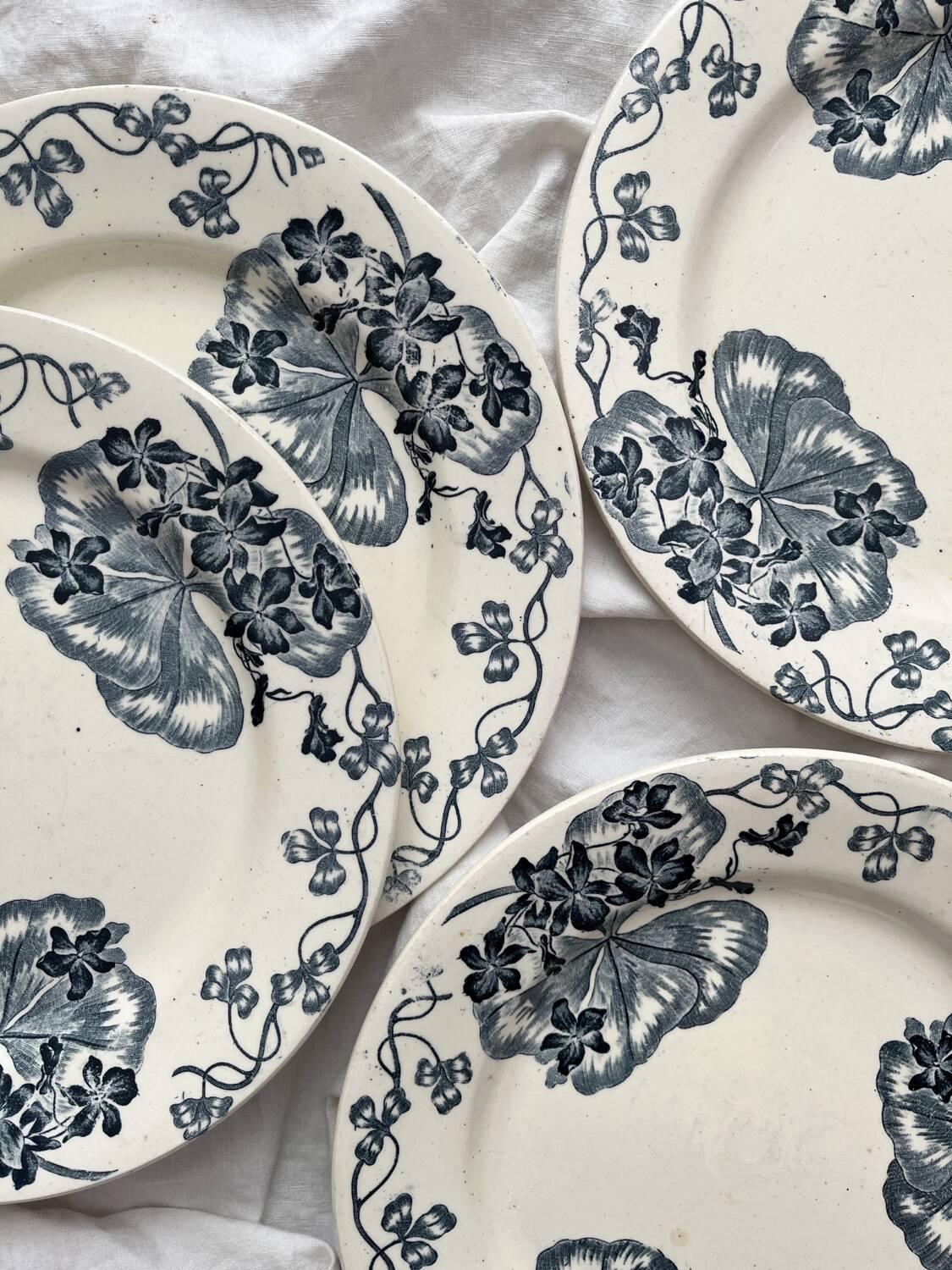 4 ironstone dinner plates “Les Violettes” Salins