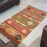 Kilim cotton and burlap carpet - 90cm x 160cm