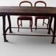 Industrial dining table with cast iron base