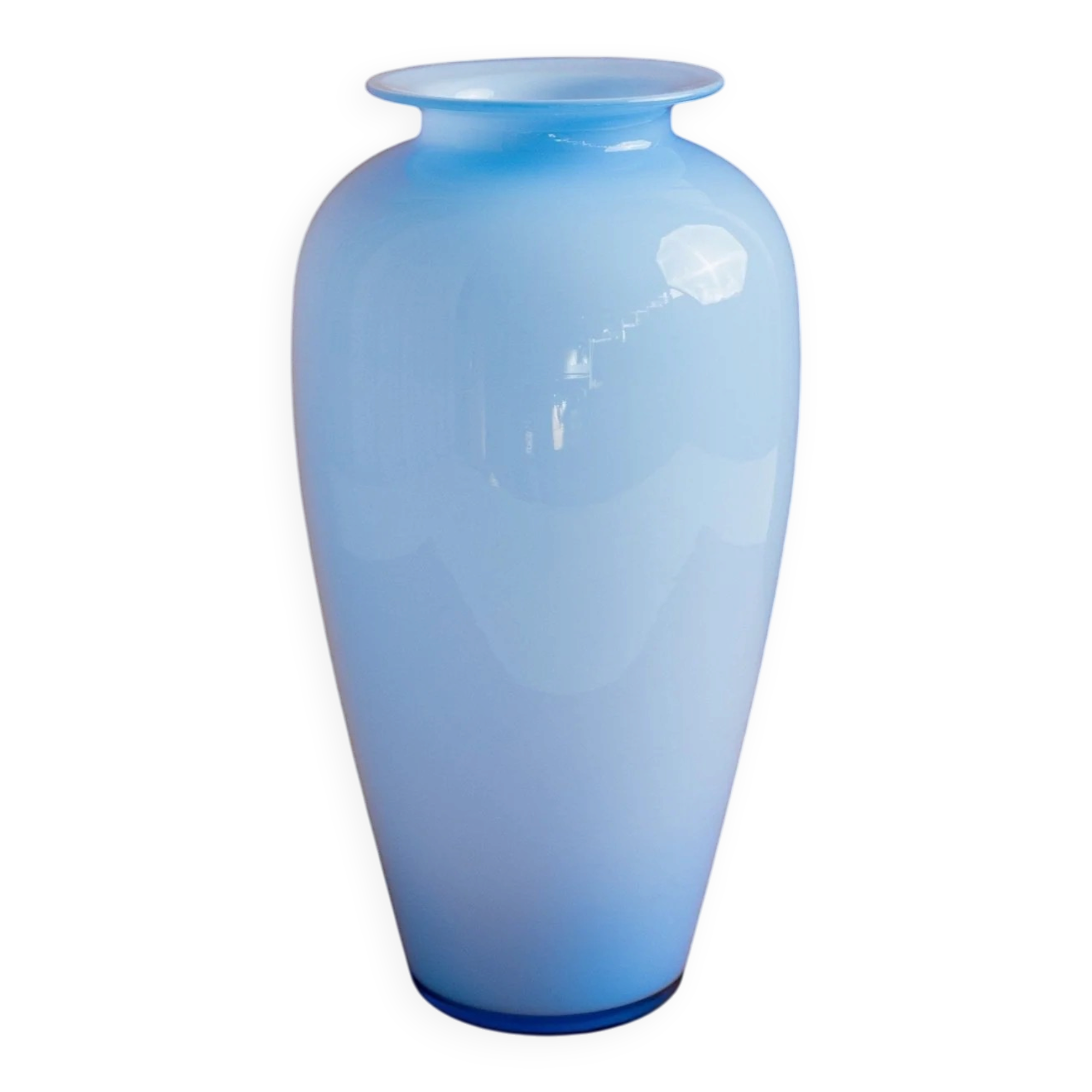 Vintage blue Murano glass vase - Italy 1970s - Flower vase, double glass, timeless shape - Elegant retro decoration, gift idea