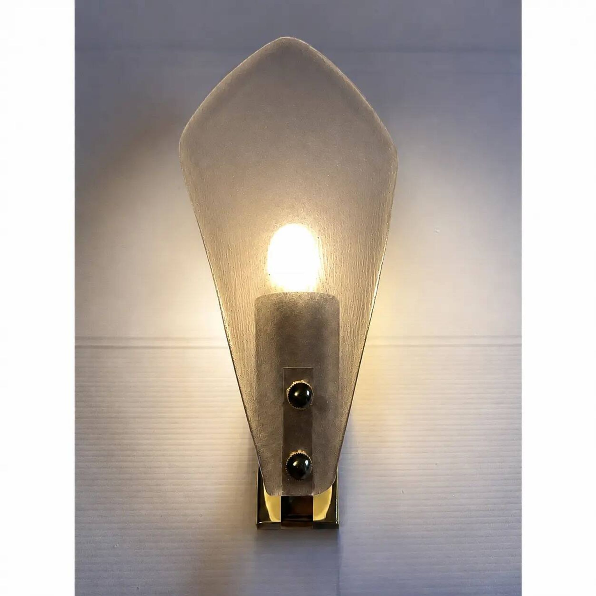 Designer Gray Sanded Leaf Murano Glass Wall Sconces, Contemporary Set of 4