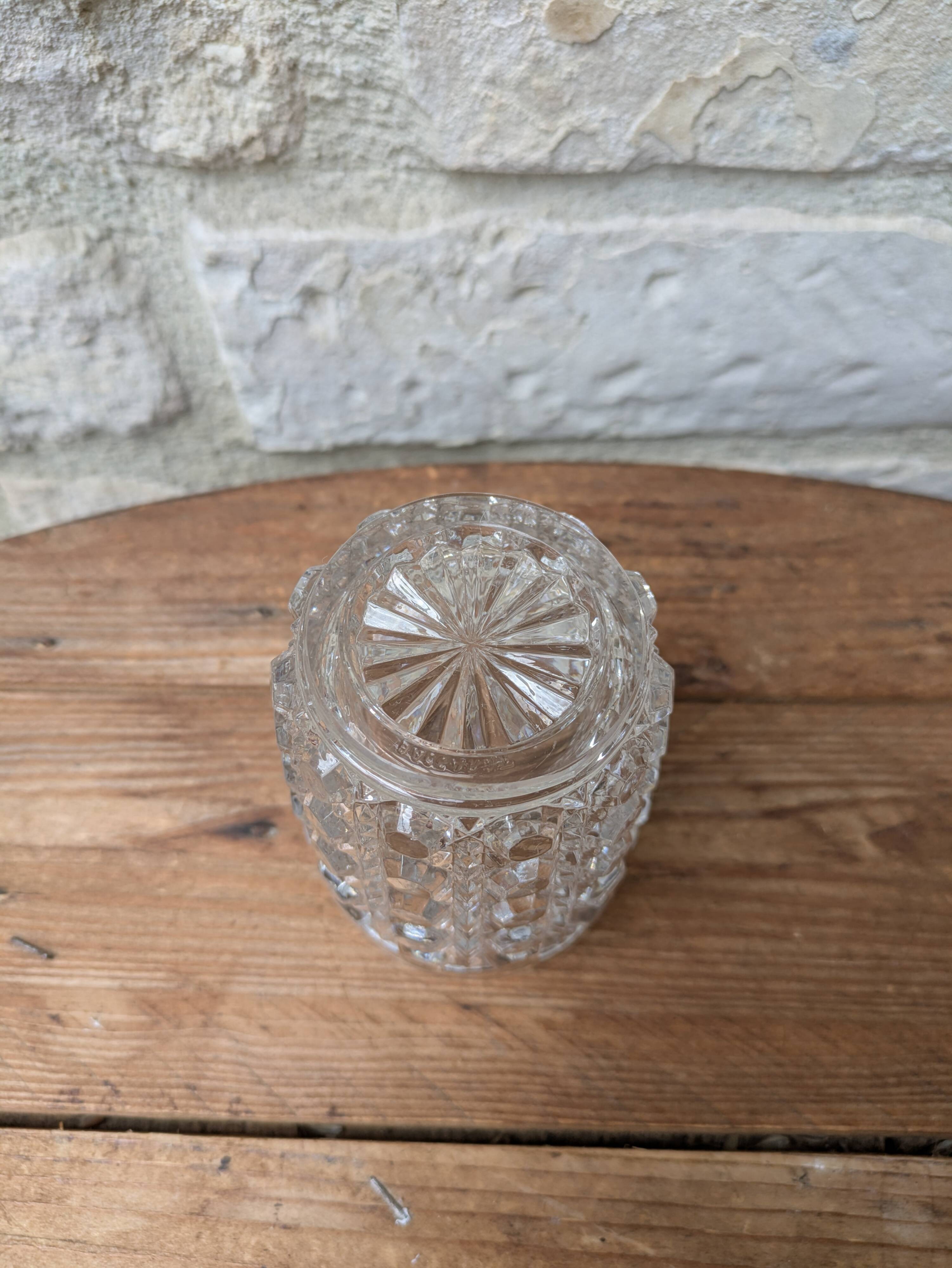 Antique crystal glass goblet signed Baccarat model Diamonds Pierreries H