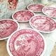 Set of 6 hollow plates in opaque porcelain Villeroy & Boch model Rusticana red English décor