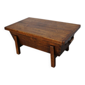 Table basse en pin rustique, style ferme français du début du 20e siècle