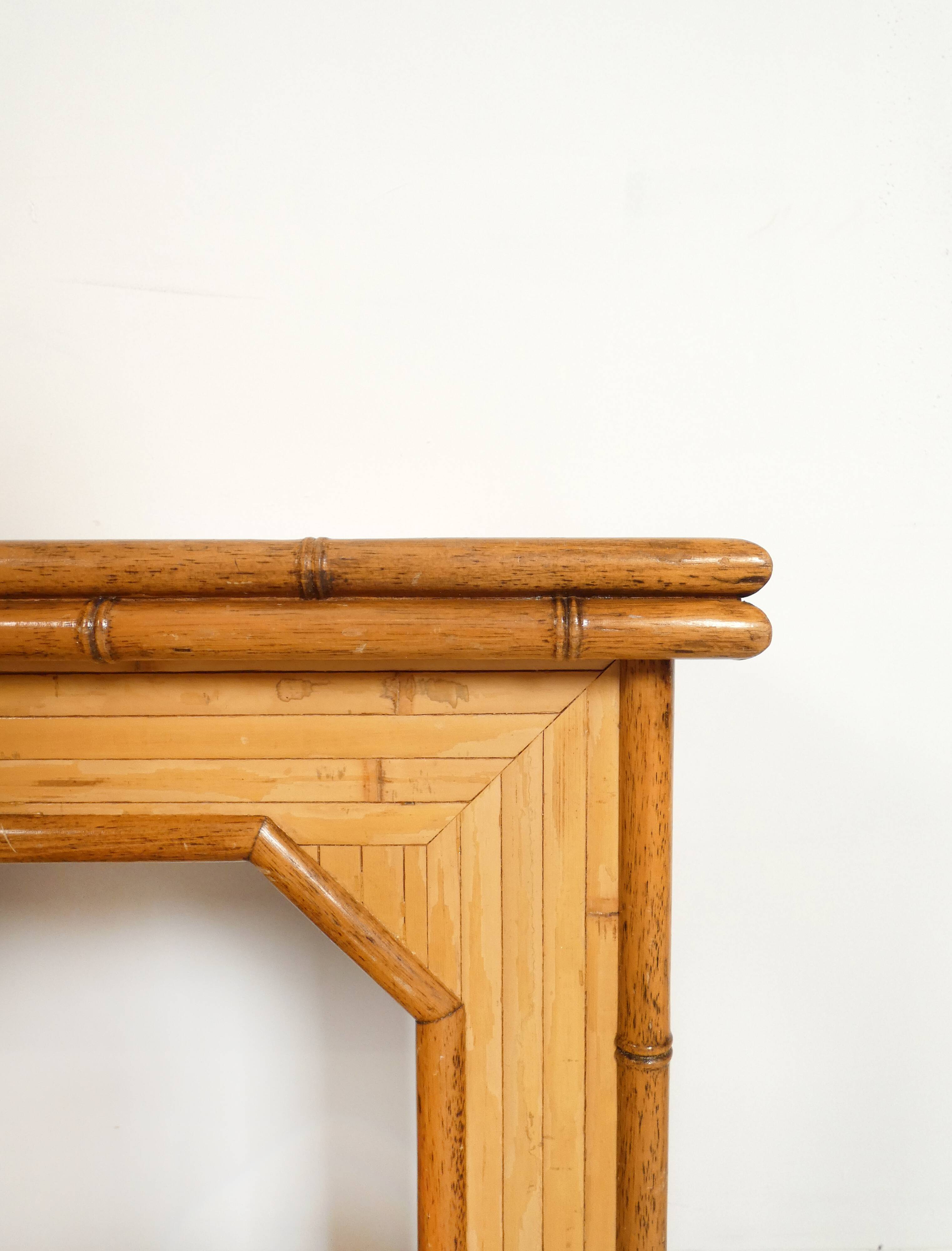 Console with sidetable and mirror in bamboo and rattan