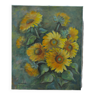 Oil on canvas sunflowers