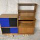 Asymmetrical golden oak display case bookcase Oscar vintage furniture from the 60s