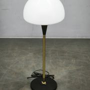 1960s Lidokov Space Age Brass and Opaline Glass Floor Lamp
