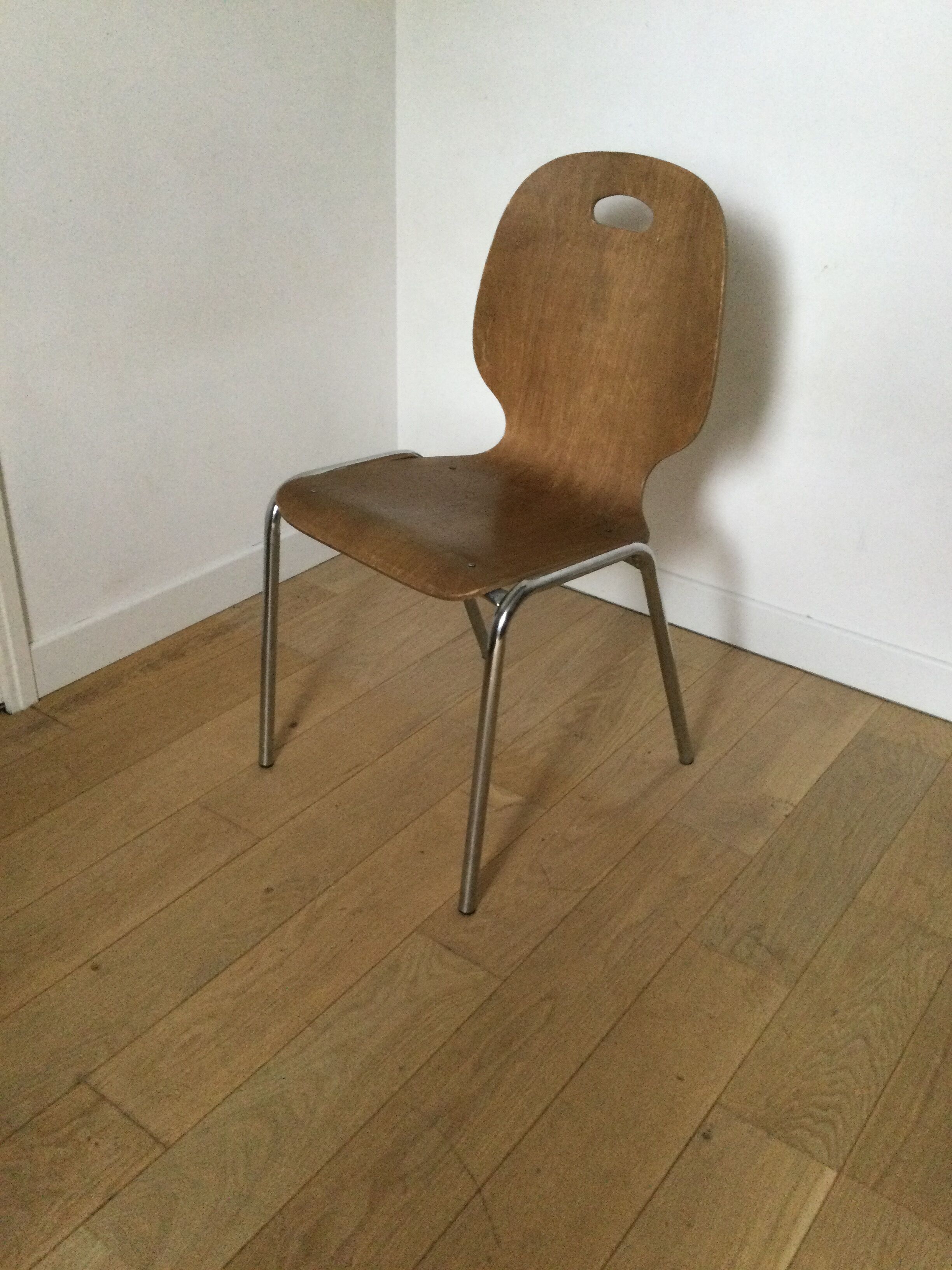 Vintage chair wood and chrome