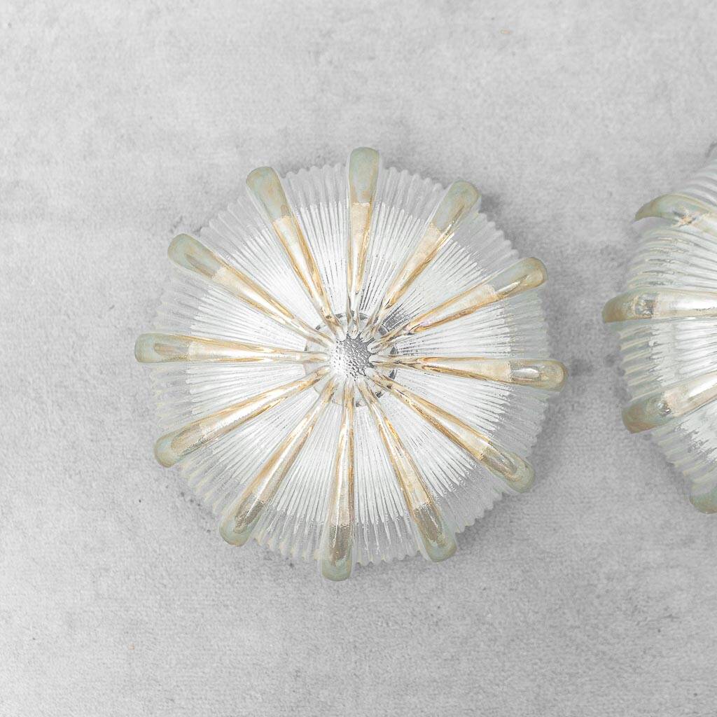 Pair of vintage wall lights in worked transparent glass – 1970s