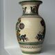 Large Provençal vase with beige background, green, blue and brown decoration of stylized plants