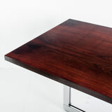 Table à manger vintage métal chromé et palissandre Espagne, années 70