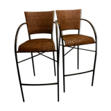 2 tabourets de bar en osier
