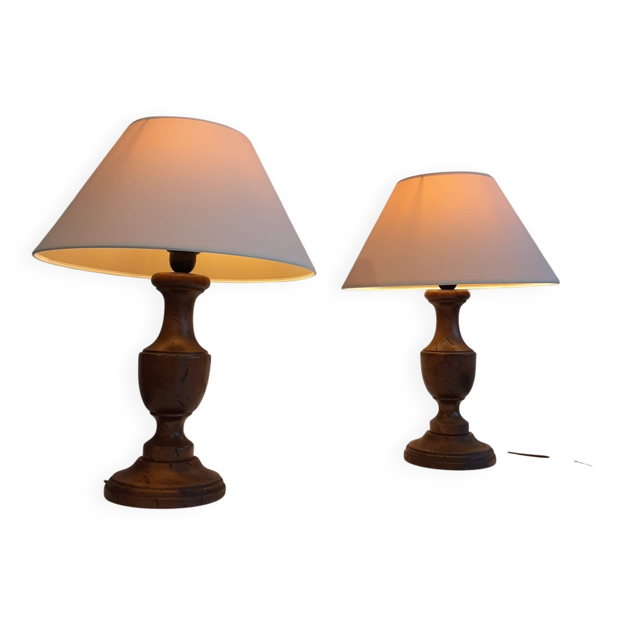 Set of two wooden vintage lamps