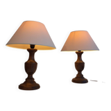 Set of two wooden vintage lamps