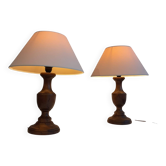 Set of two wooden vintage lamps