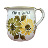 Pichet fleurie en céramique vintage marqué "eau de source"