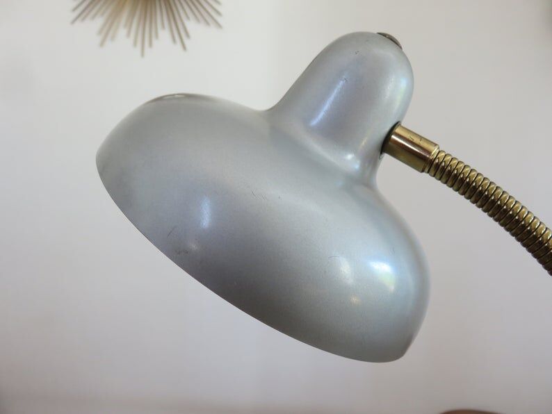 Silver grey metal lamp 50 60s