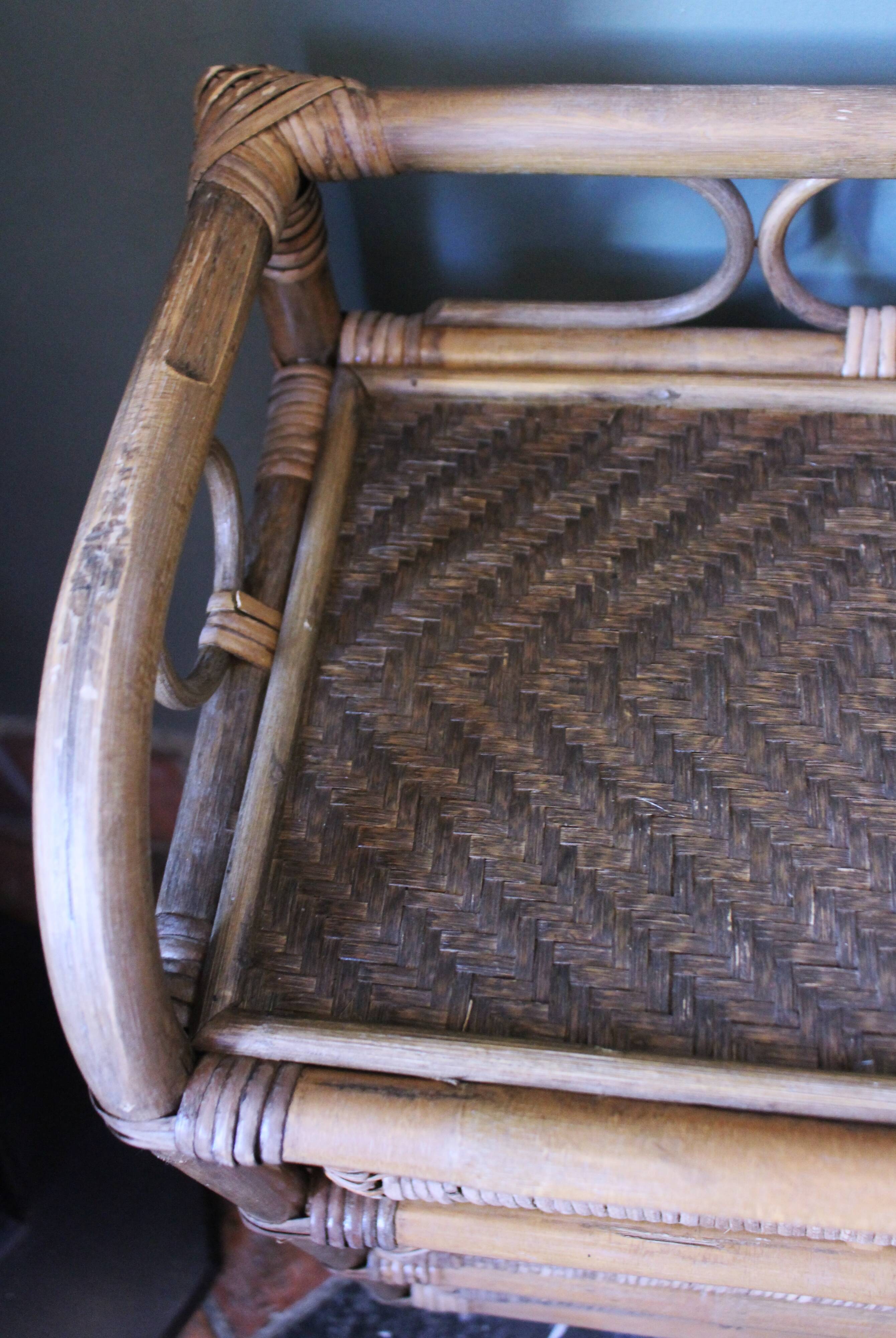 Chiffonnier rotin osier 3 tiroirs meuble rangement vintage